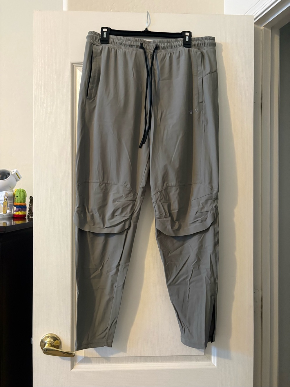 ASRV Men's Light Gray Performance Joggers with Black Drawcord